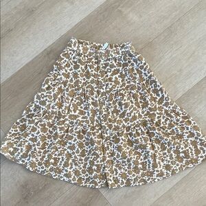 Rylee + Cru Floral Tan and White A-Line Skirt